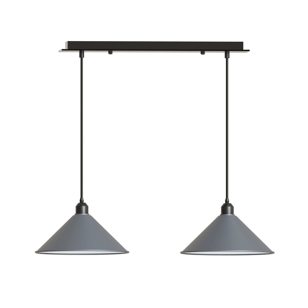 E27 2 Head Pendant Light Metal  ~6116 – Grey / No