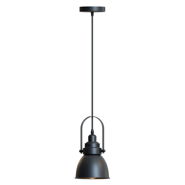 Black Metal Single Head Adjustable Pendant Light~6117 – Black / Yes