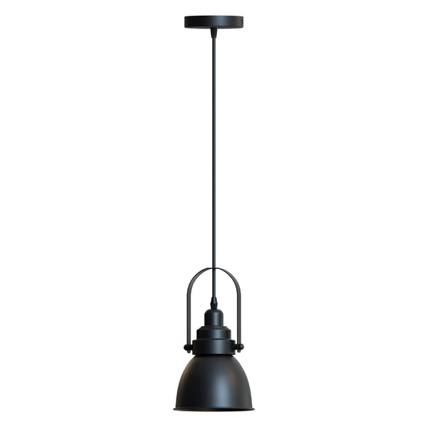 Black Metal Single Head Adjustable Pendant Light~6117 – Black / No