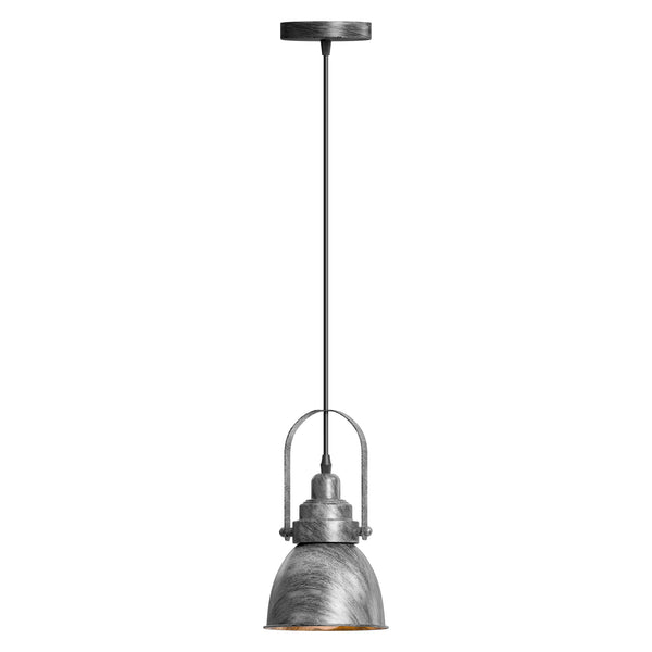 Black Metal Single Head Adjustable Pendant Light~6117 – Brushed Silver / Yes