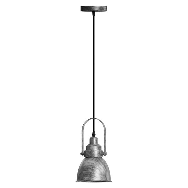 Black Metal Single Head Adjustable Pendant Light~6117 – Brushed Silver / No