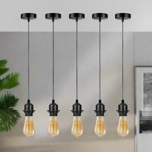 5 Pack Vintage E27 Pendant Lamp Holder Ceiling Hanging Light~4245