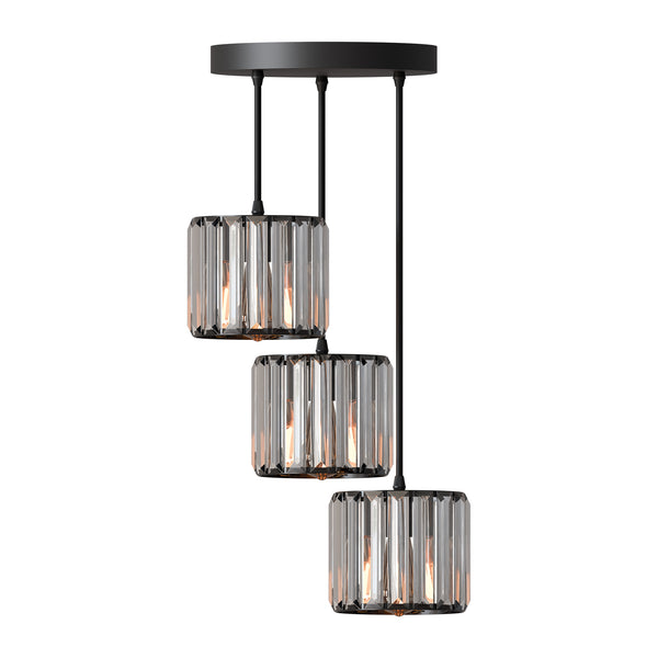 Modern Crystal 3 Head Pendant Light Indoor Entrance Dining Room ~6131 – Black / No