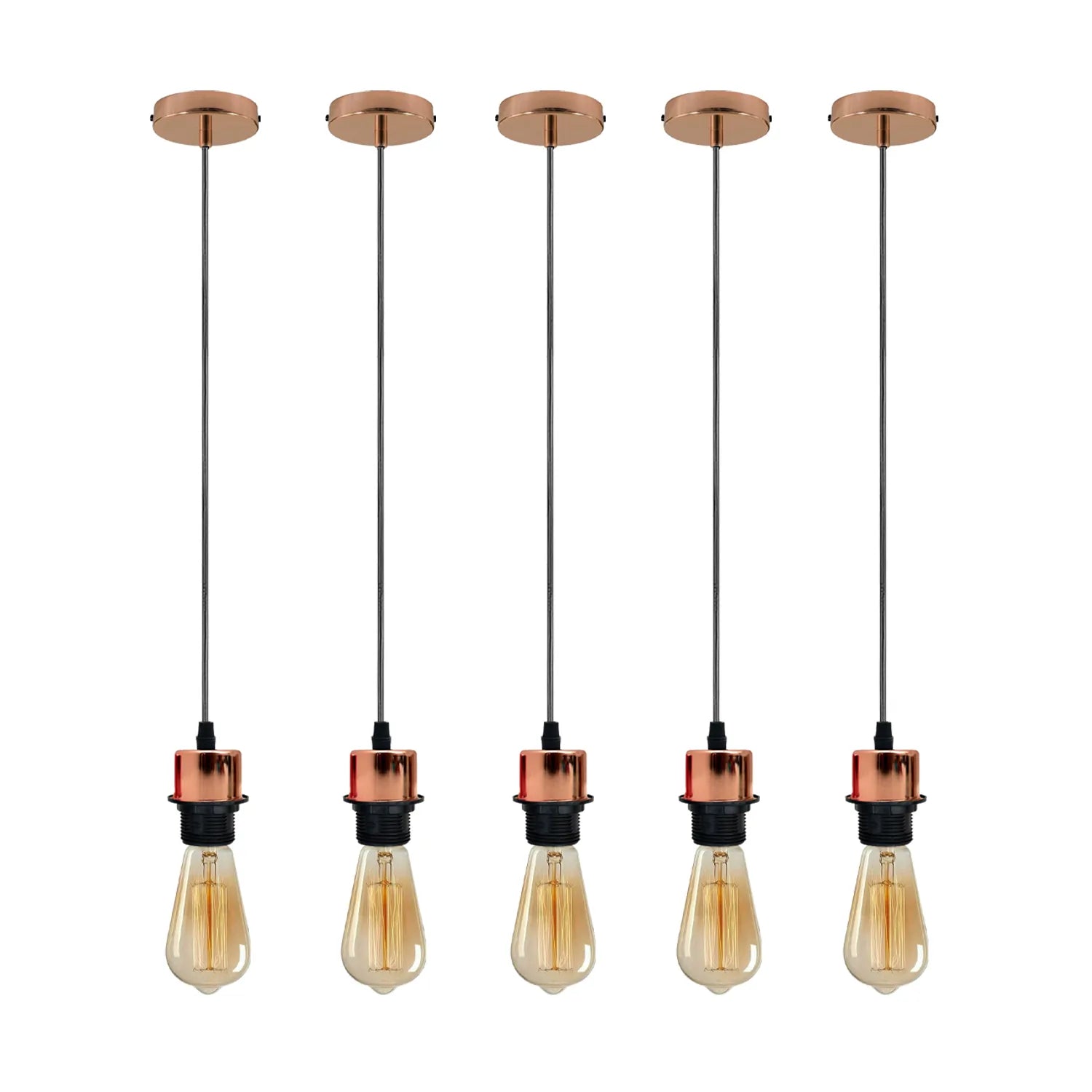 5Pack Rose Gold Pendant Light,E27 Lamp Holder Ceiling Hanging Light,PVC Cable~4239