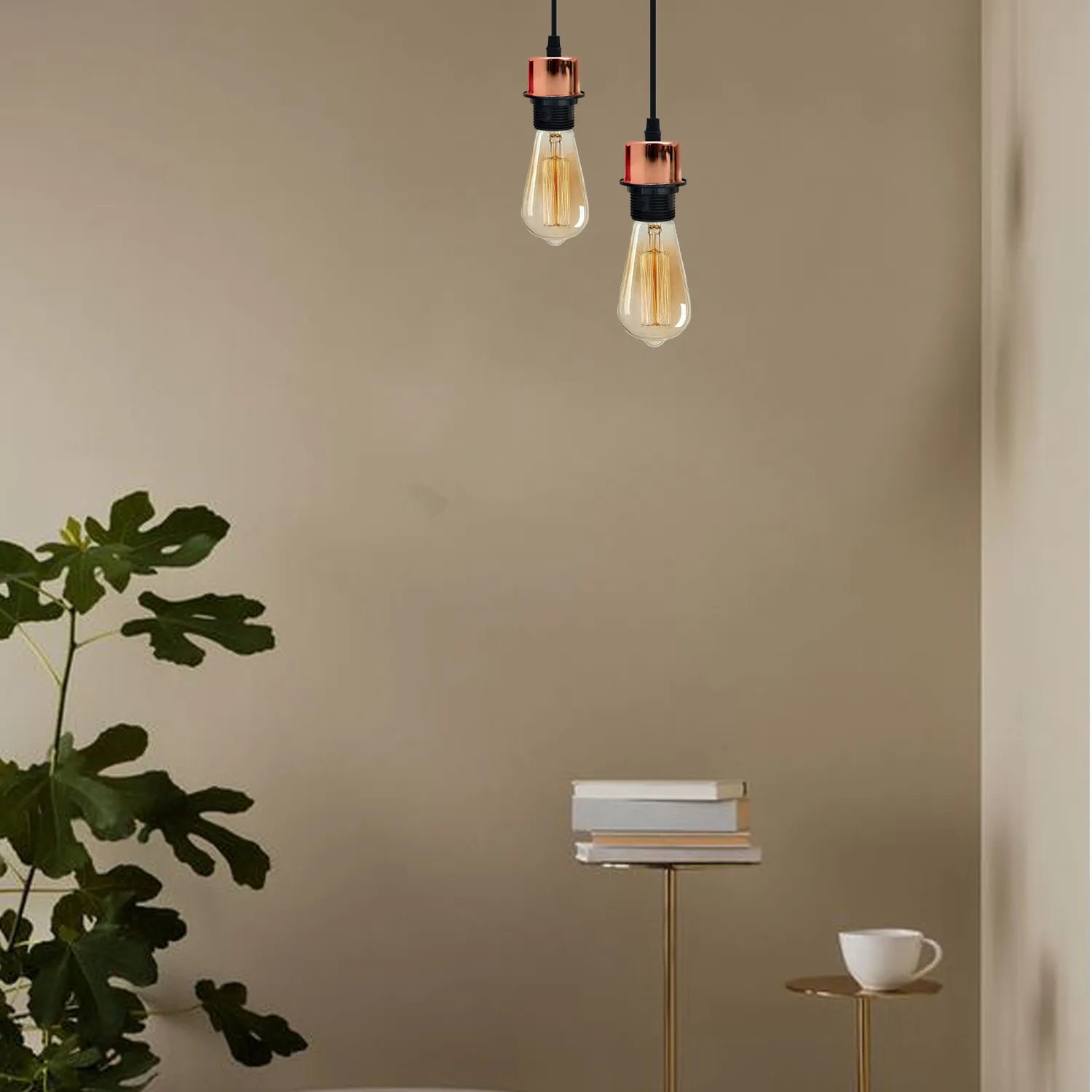 5Pack Rose Gold Pendant Light,E27 Lamp Holder Ceiling Hanging Light,PVC Cable~4239