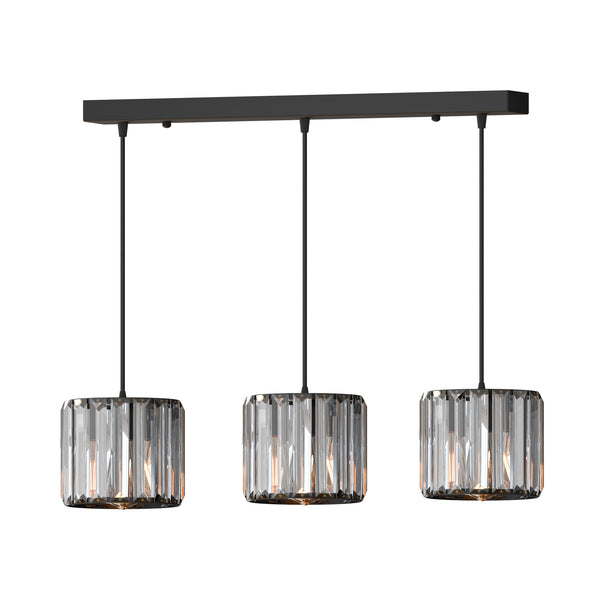 Modern Adjustable 3-Light Crystal Shade Pendant Chandelier ~ 6137 – Black / No