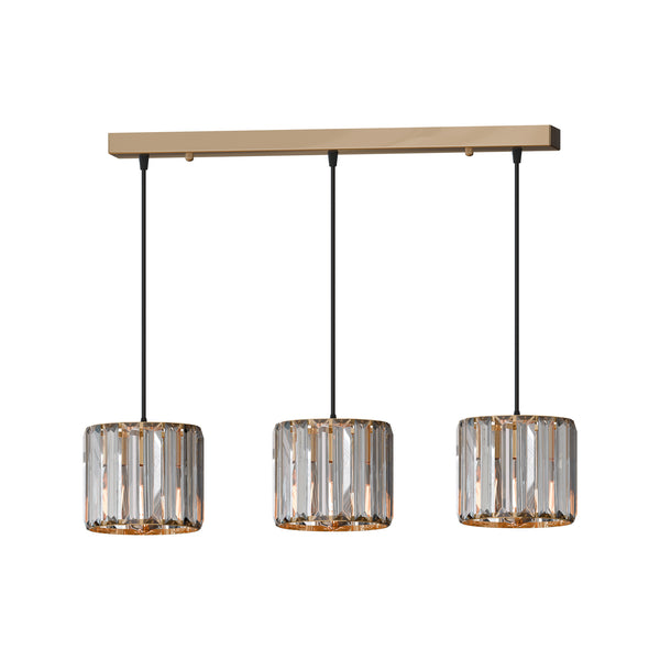 Modern Adjustable 3-Light Crystal Shade Pendant Chandelier ~ 6137 – Gold / No