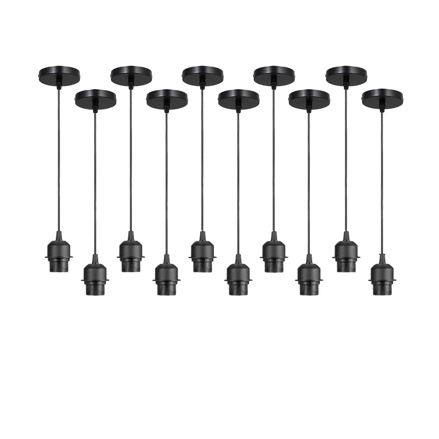 10Pack Black Pendant Light,E27 Lamp Holder Ceiling Hanging Light,PVC Cable~4255