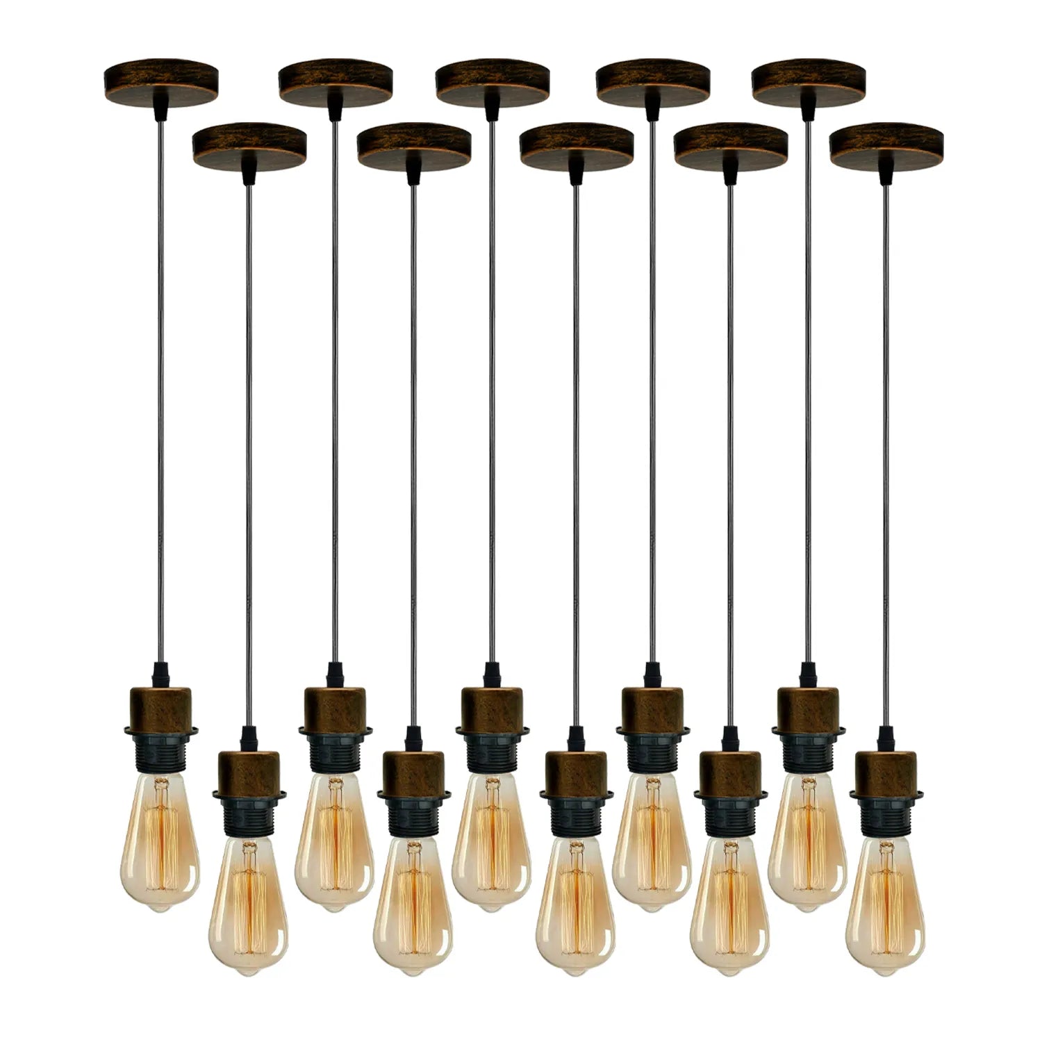 10Pack Brushed Copper Pendant Light,E27 Lamp Holder Hanging Light,PVC Cable~4254