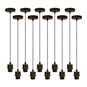 Paquete de 10 lámparas colgantes de cobre cepillado, portalámparas E27, cable de PVC ~4254