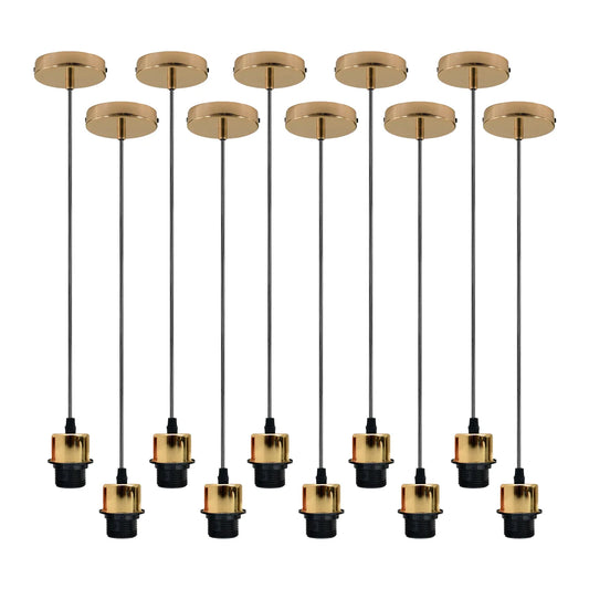 10 Pack Chrome Pendant Light,E27 Lamp Holder Ceiling Hanging Light,PVC Cable~4253