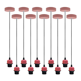 10 Pack Hanging Pendant Light Holder Pink E27 ~4250