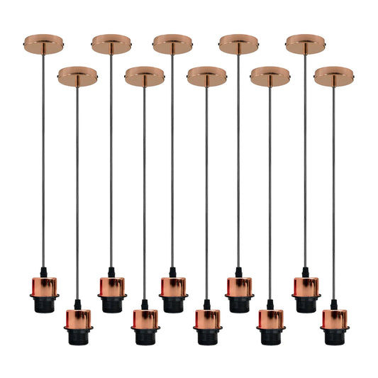 10 Pack Rose Gold Pendant Light,E27 Lamp Holder Ceiling Light,PVC Cable~4249