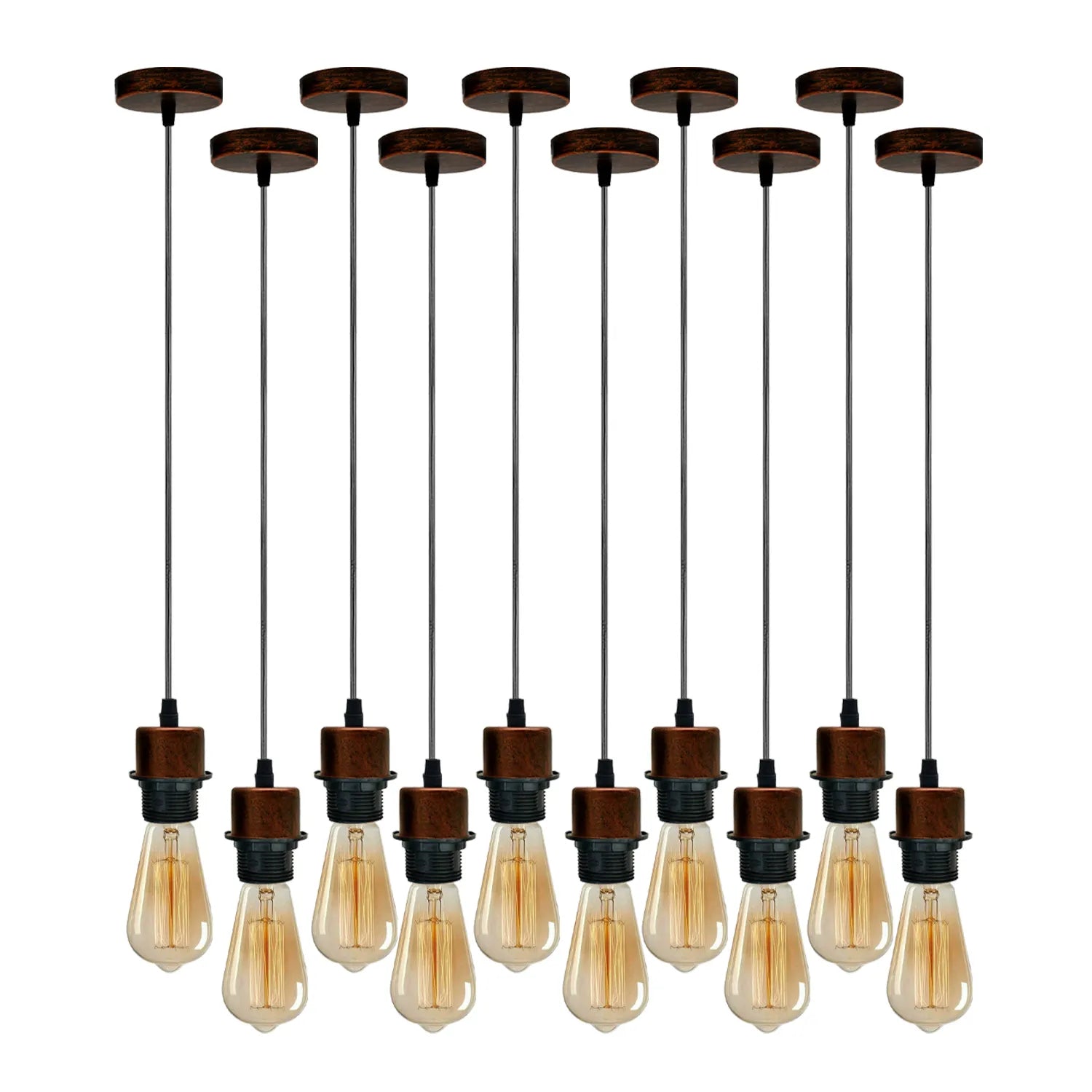 10Pack Rustic Red Pendant Light,E27 Lamp Holder Hanging Light,PVC Cable~4248