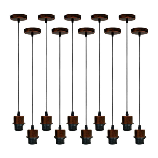 10Pack Rustic Red Pendant Light,E27 Lamp Holder Hanging Light,PVC Cable~4248