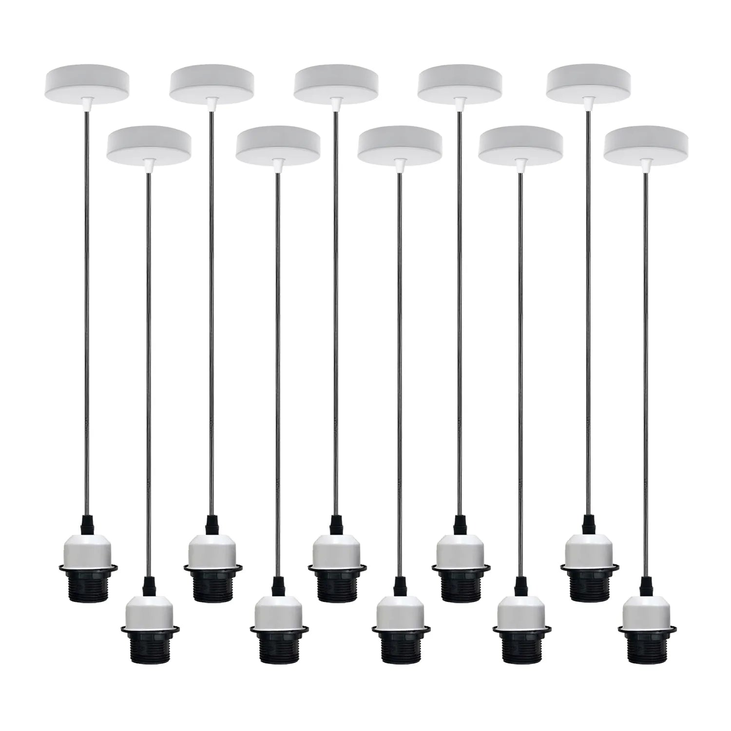 10Pack White Pendant Light, E27 Lamp Holder Ceiling Hanging Light,PVC Cable~4247