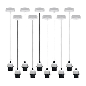 10Pack White Pendant Light, E27 Lamp Holder Ceiling Hanging Light,PVC Cable~4247