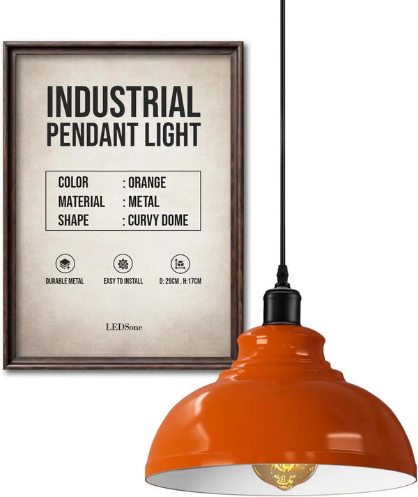 Height Adjustable Metal Pendant Light ~6151 – Orange
