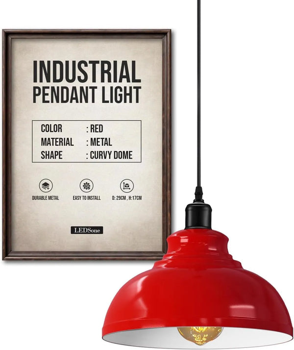 Height Adjustable Metal Pendant Light ~6151 – Red