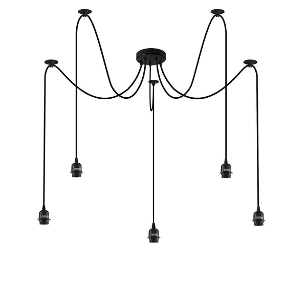 Industrial Spider Pendant Light Multi Arm E27 Adjustable Fitting ~ 6180 – 5 Head / No