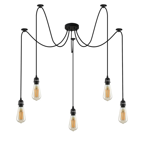 Industrial Spider Pendant Light Multi Arm E27 Adjustable Fitting ~ 6180 – 5 Head / Yes