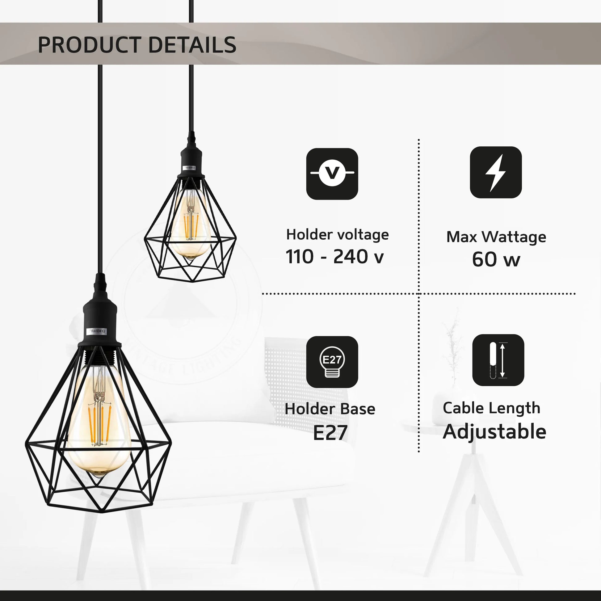 Pendant Industrial Ceiling Light Fitting, Open Style Vintage Lamp Shade, ~4307