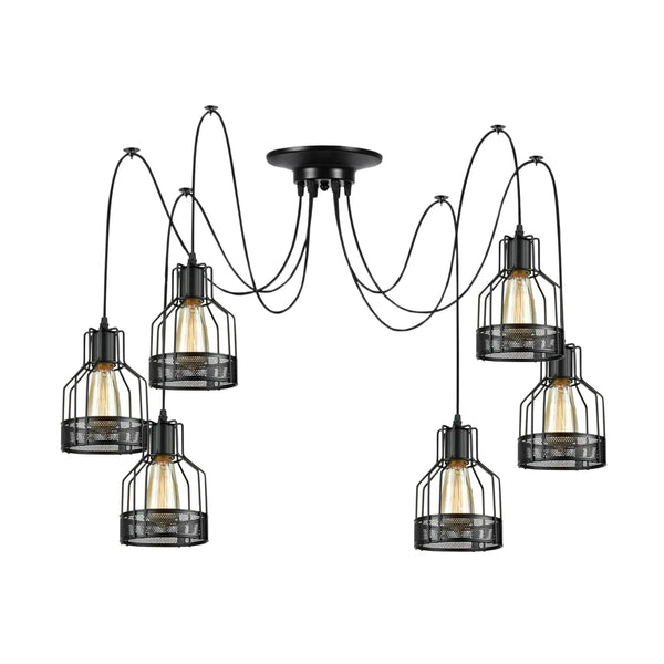 Retro Multi Arm Birdcage Pendant Light | E27 | Vintage | Adjustable ~6318 – Yes / 6 Outlet