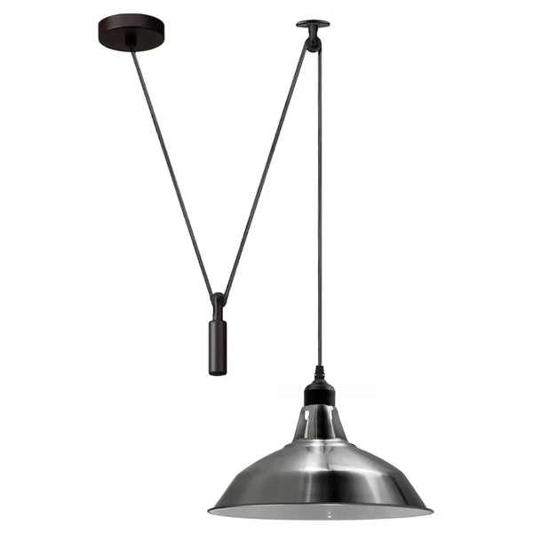 Shaded 2M Pulley Pendant Light ~6398 – Satin Nickel