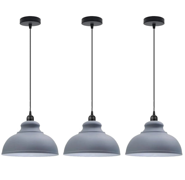 3 Pack Shaded Bar Pendant Light Metal ~6693 – Gray