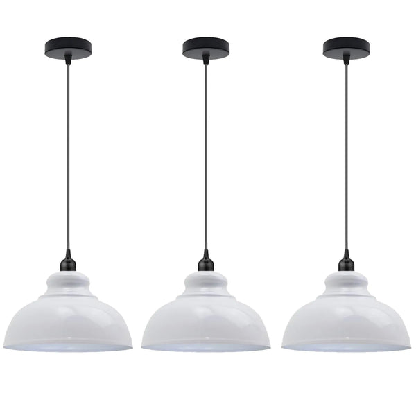3 Pack Shaded Bar Pendant Light Metal ~6693 – White