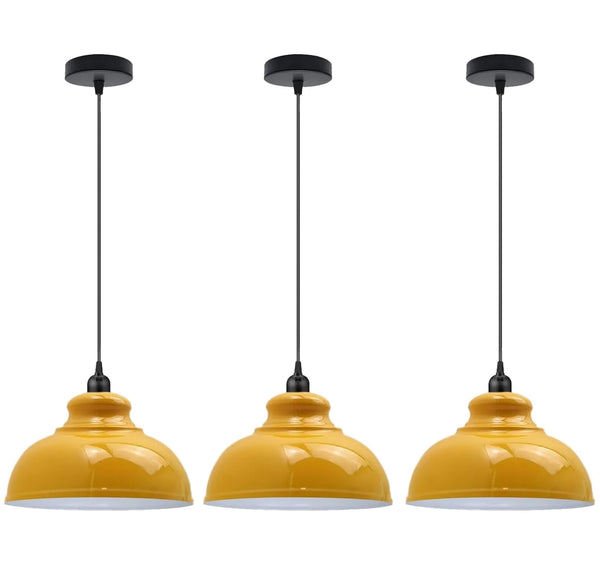 3 Pack Shaded Bar Pendant Light Metal ~6693 – Yellow