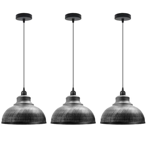 3 Set Single Pendant Ceiling Light ~6691 – Brushed silver