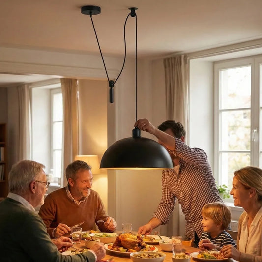 Black Rise and Fall Pulley Pendant Light ~6520