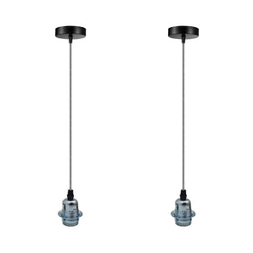 2 Pack Vintage Industrial Chrome Pendant Light,Lamp Holder Ceiling Hanging Light~4259