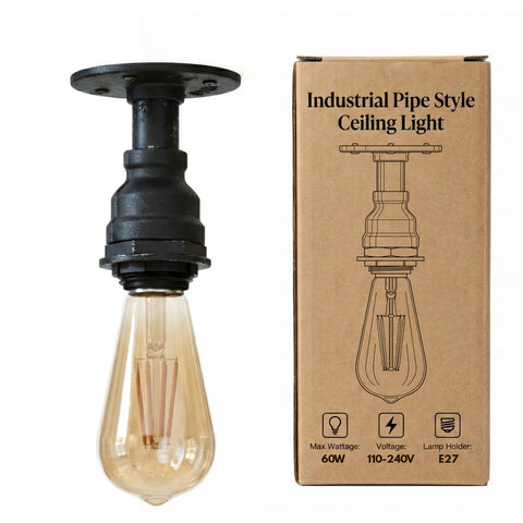 E27 Steampunk Flush Mount Pipe Ceiling Light ~6547