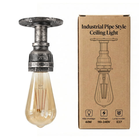 E27 Steampunk Flush Mount Pipe Ceiling Light ~6547