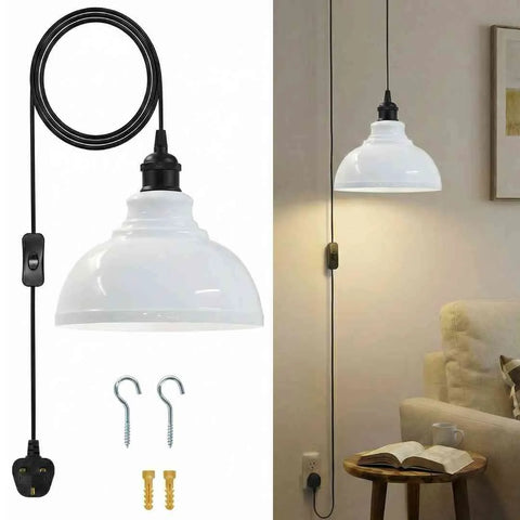 Plug in Swag Pendant Light with Metal Shade On/ Off Switch ~6568