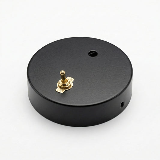 Black Ceiling Rose with Toggle Switch 120mm Ceiling Rose ~6753