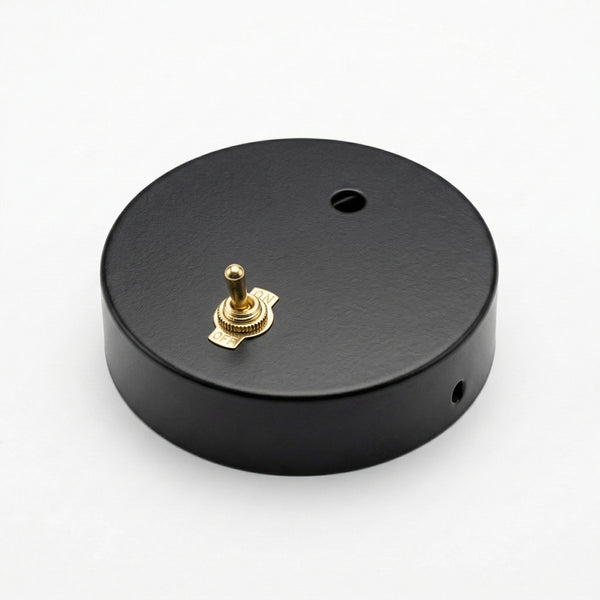 Black Ceiling Rose with Toggle Switch 120mm Ceiling Rose ~6753