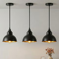 Industrial Black Pendant Light E27 Gold Inner Shade ~6789