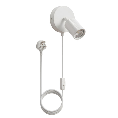 Plug-in GU10 adjustable wall light spotlight with inline switch