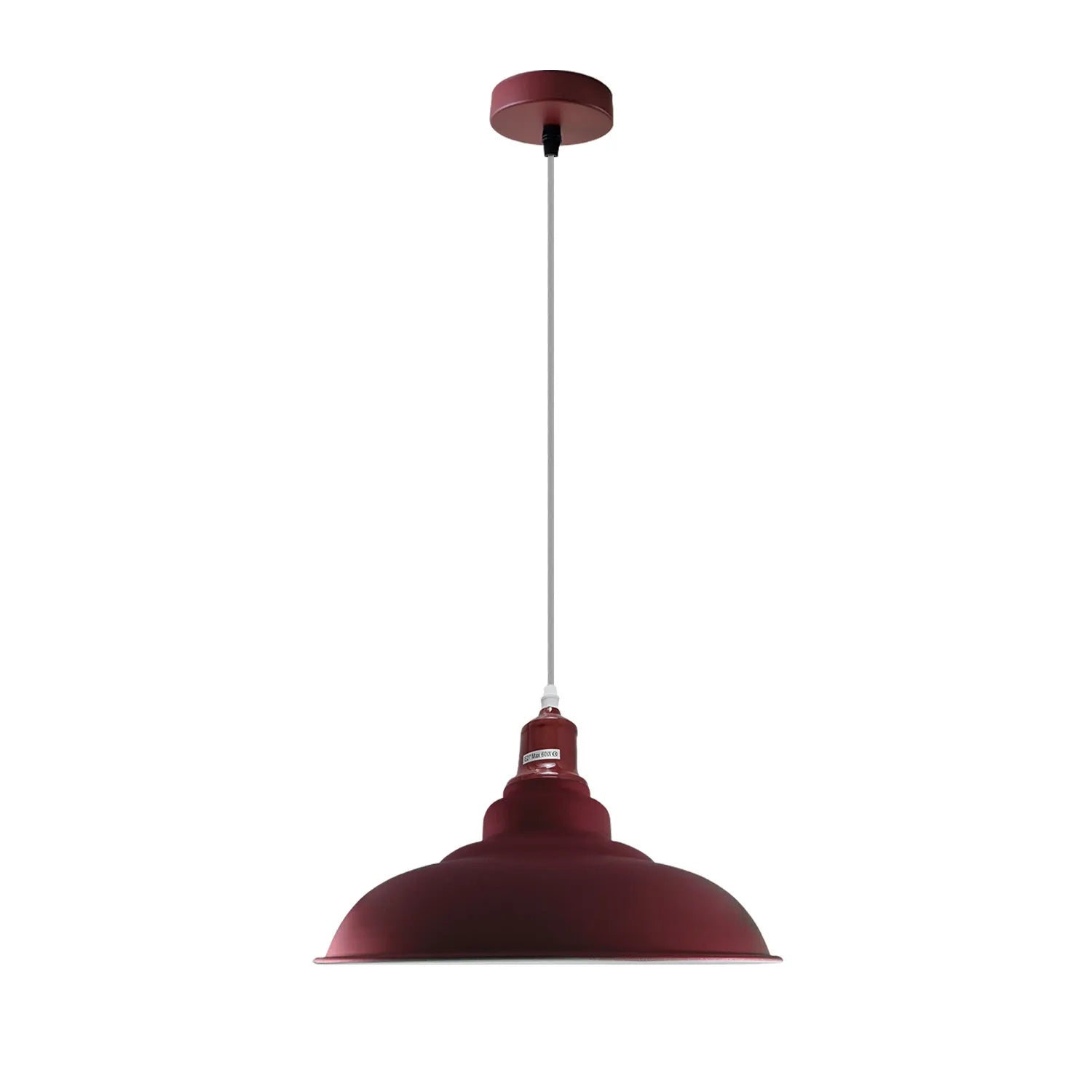Modern Bowl Burgundy Hanging Pendant Ceiling Lamp, Metal Light Shade ~4315