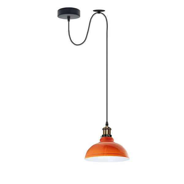 Industrial Dome Pendant Light with Adjustable Cable Drape ~6821 – Orange