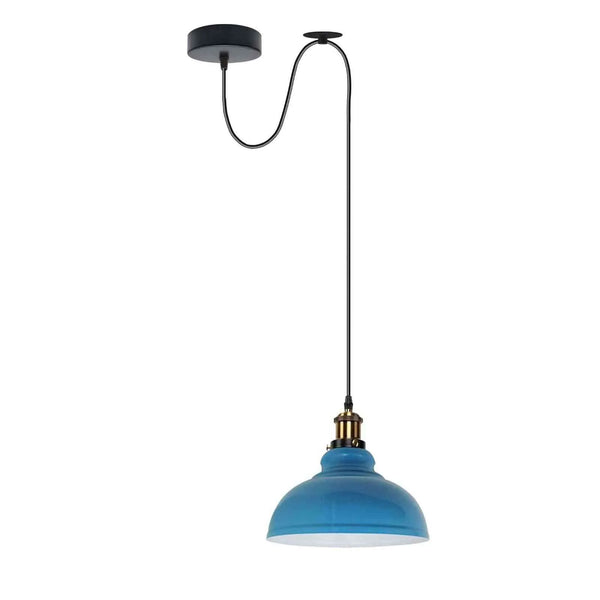 Industrial Dome Pendant Light with Adjustable Cable Drape ~6821 – Blue