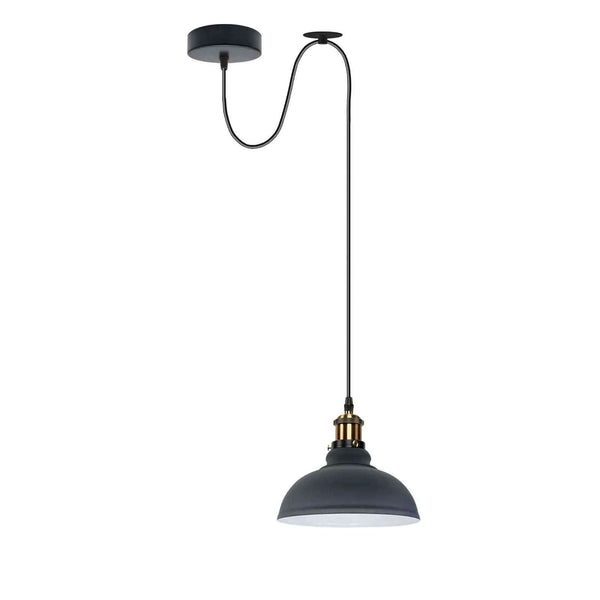 Industrial Dome Pendant Light with Adjustable Cable Drape ~6821 – Gray