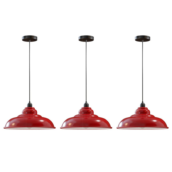 FARMKULLA Set of 3 Kitchen Island Lights Industrial Ceiling Pendants ~6840 – Red