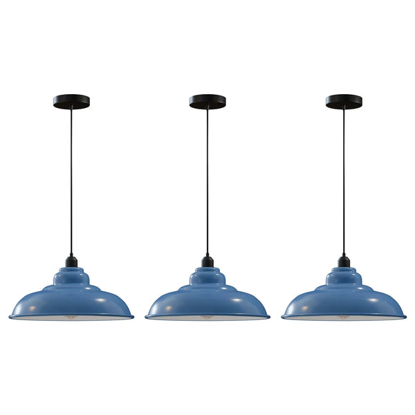 FARMKULLA Set of 3 Kitchen Island Lights Industrial Ceiling Pendants ~6840 – Light Blue