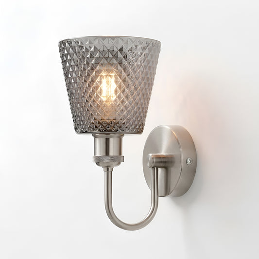 Vintage Wall Sconce Light E27 Glass Shade Chrome U Arm Indoor Lamp ~6866