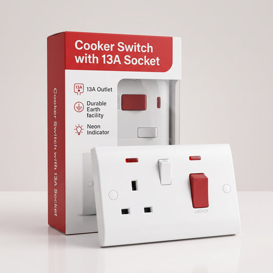 45A Cooker Switch with 13A Switched Socket White~6986