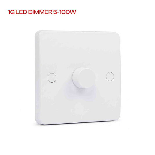 1 Gang 2 Way LED Dimmer Switch White 5-100W Rotary~6983
